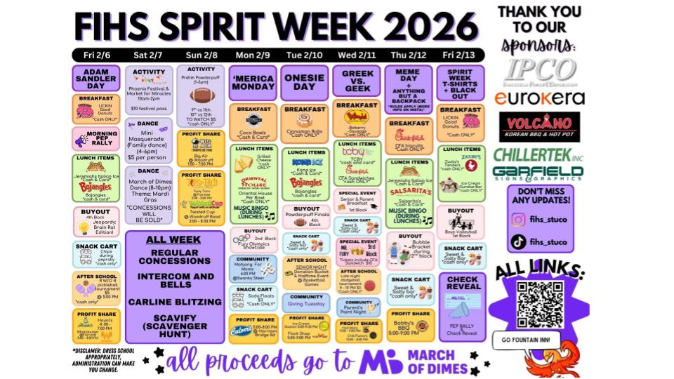 Spirit Week 2026 Graphic